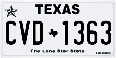 TX license plate CVD1363
