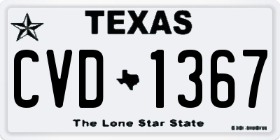 TX license plate CVD1367