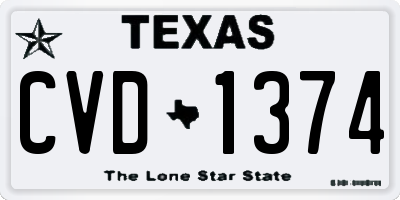 TX license plate CVD1374