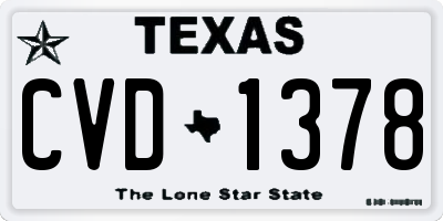 TX license plate CVD1378