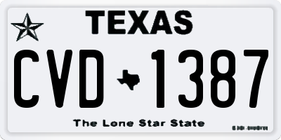 TX license plate CVD1387