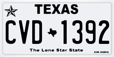 TX license plate CVD1392