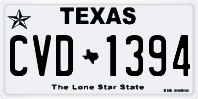 TX license plate CVD1394