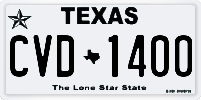 TX license plate CVD1400
