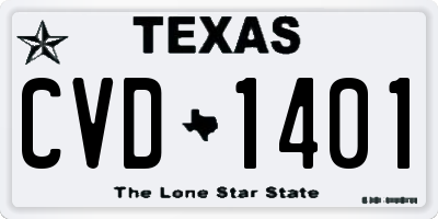 TX license plate CVD1401