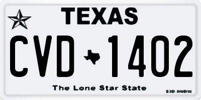 TX license plate CVD1402