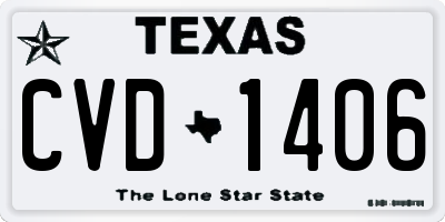 TX license plate CVD1406