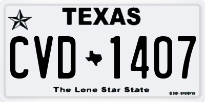 TX license plate CVD1407