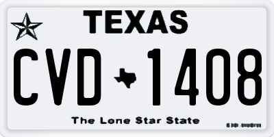 TX license plate CVD1408