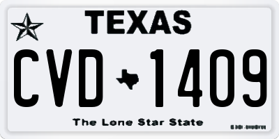 TX license plate CVD1409