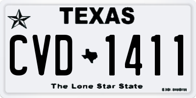 TX license plate CVD1411