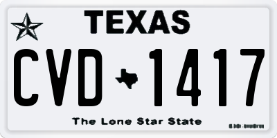 TX license plate CVD1417