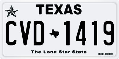 TX license plate CVD1419