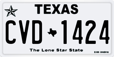 TX license plate CVD1424