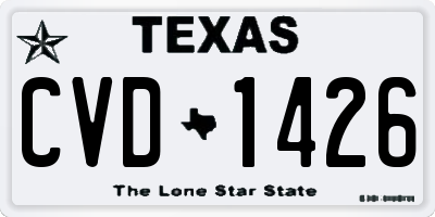 TX license plate CVD1426