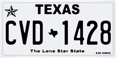 TX license plate CVD1428