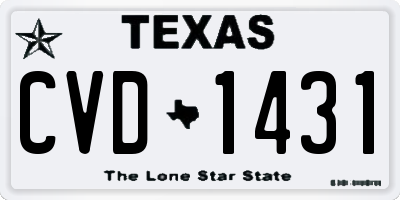 TX license plate CVD1431