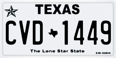 TX license plate CVD1449