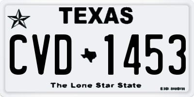 TX license plate CVD1453