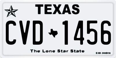 TX license plate CVD1456