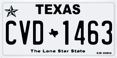 TX license plate CVD1463