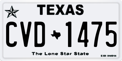 TX license plate CVD1475