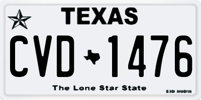 TX license plate CVD1476