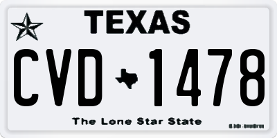 TX license plate CVD1478