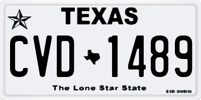 TX license plate CVD1489