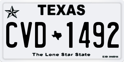 TX license plate CVD1492