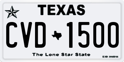 TX license plate CVD1500