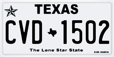 TX license plate CVD1502
