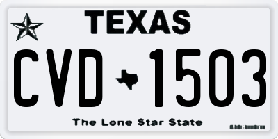 TX license plate CVD1503