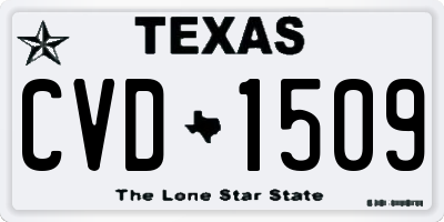 TX license plate CVD1509