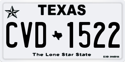 TX license plate CVD1522