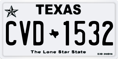 TX license plate CVD1532
