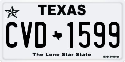 TX license plate CVD1599