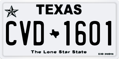 TX license plate CVD1601