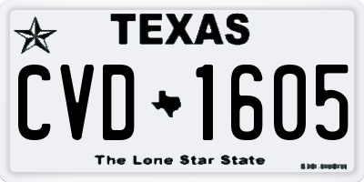 TX license plate CVD1605