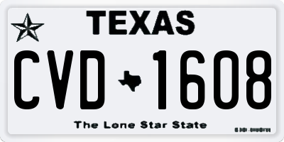 TX license plate CVD1608