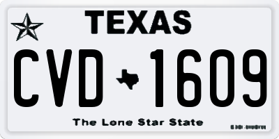 TX license plate CVD1609