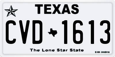 TX license plate CVD1613