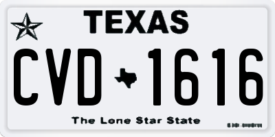TX license plate CVD1616