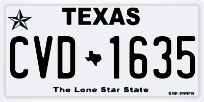 TX license plate CVD1635