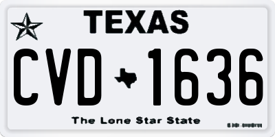 TX license plate CVD1636