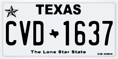 TX license plate CVD1637