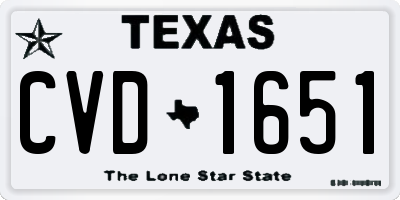 TX license plate CVD1651