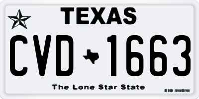 TX license plate CVD1663