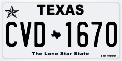 TX license plate CVD1670