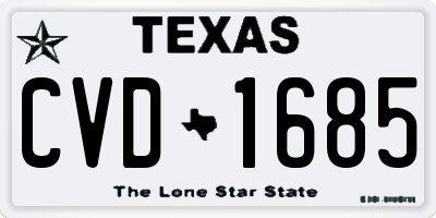 TX license plate CVD1685
